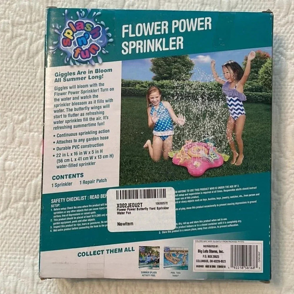 Splash n’ Fun Flower Power Sprinkler Fluttering Butterfly Wings 1 Set New in Box - Picture 2 of 5